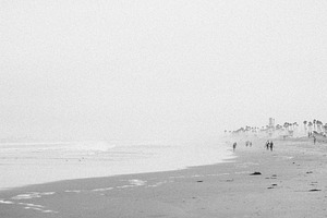 Summer  surfers and beach goers featuring black and white, summer, and beach