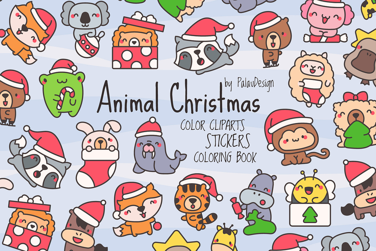Cute Kawaii Animals Christmas, an Animal Illustration by Palau (Photo 1 of 12)