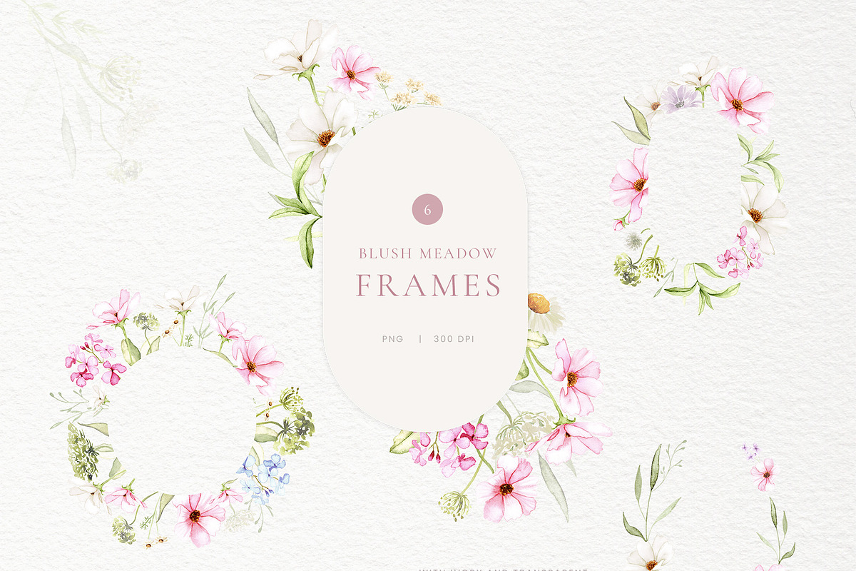 Blush Meadow Watercolor Wildflowers, a Decorative Illustration by Liliia Polos Illustration (Photo 6 of 12)