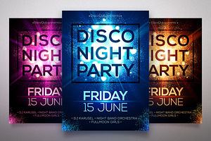 Star dust Disco Night posters set