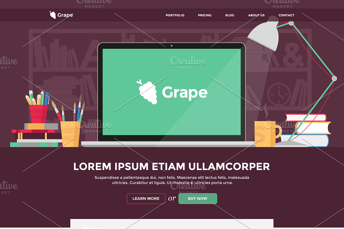 Grape - Illustrated PSD Template, a Landing Page Template by Mgd.Design (Photo 2 of 5)