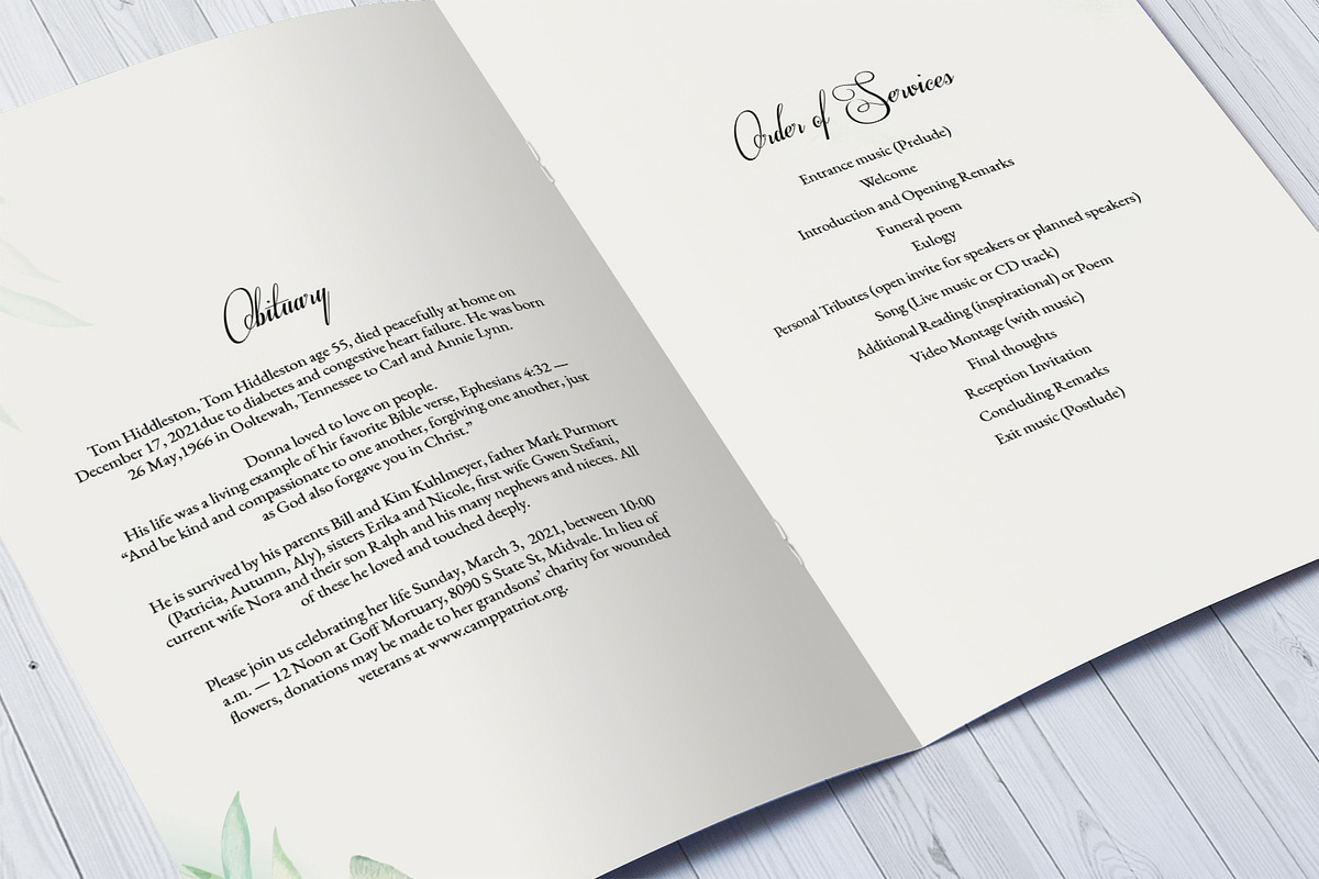 Floral Funeral Program Template, a Brochure Template by Template Shop (Photo 4 of 5)