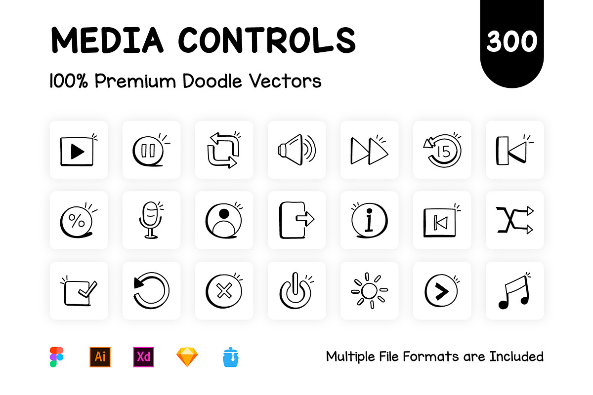 Media Controls Icons, an Outline Icon by Brickclay (Photo 1 of 11)