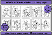 Animals in Winter Coloring Pages, a Seasonal Illustration by Lamia Emad (Thumbnail 1 of 5)