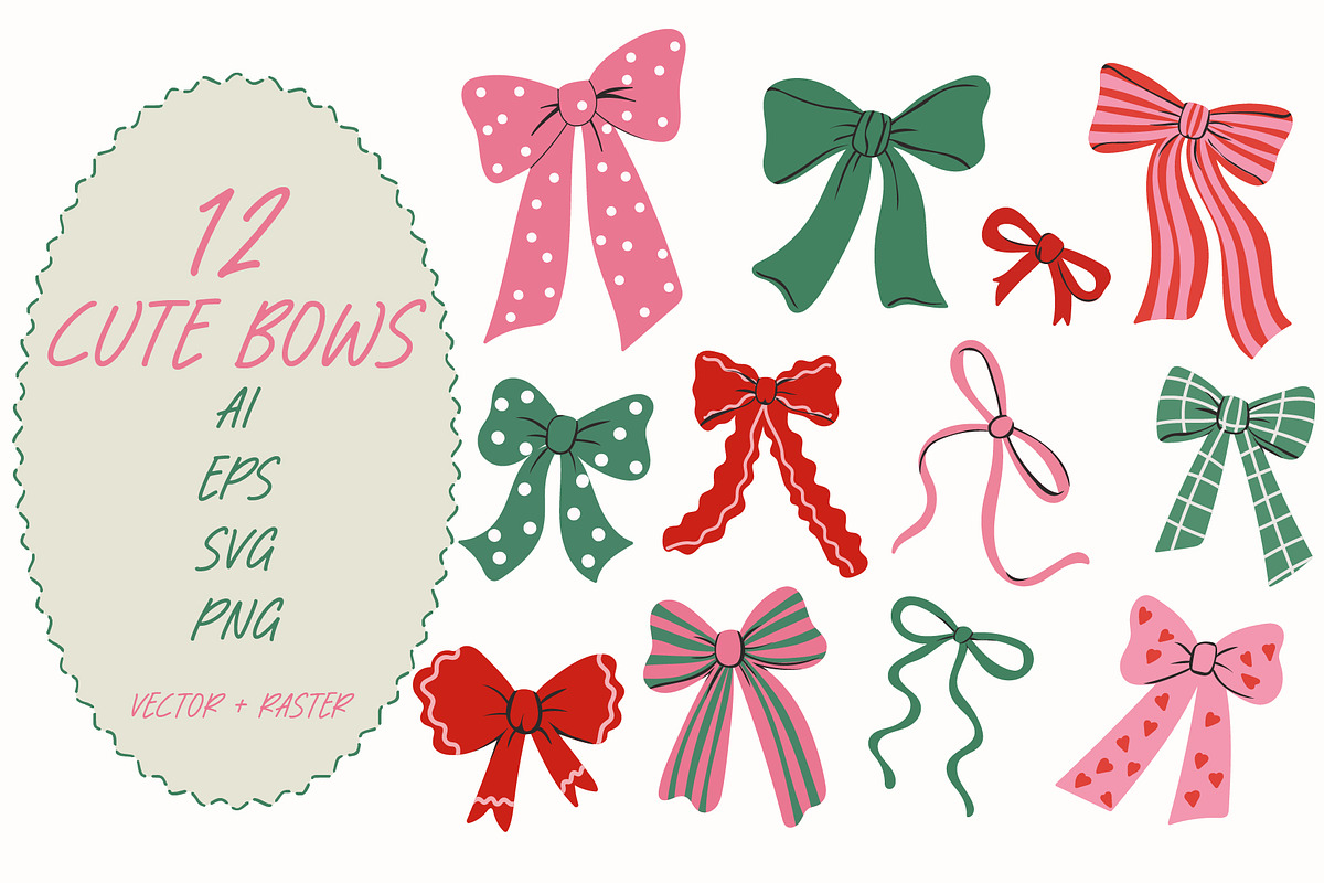 Cute Hand Drawn Bow Clipart, an Object Graphic by OREHOVKA (Photo 4 of 4)