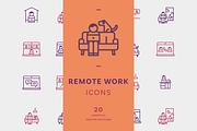 Remote work icons, an Outline Icon by Somewan draws (Thumbnail 1 of 5)