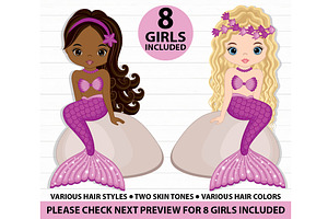 Vector Beautiful Mermaid Clipart