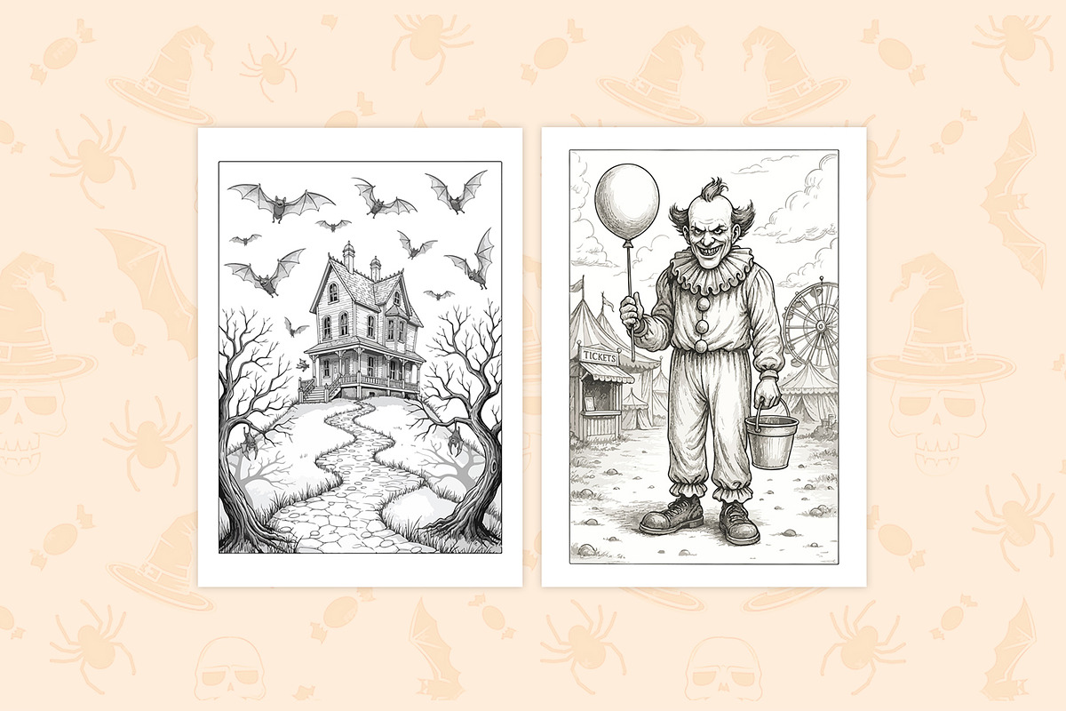 Halloween Coloring Page, an Illustration by DesignDevisers (Photo 2 of 5)
