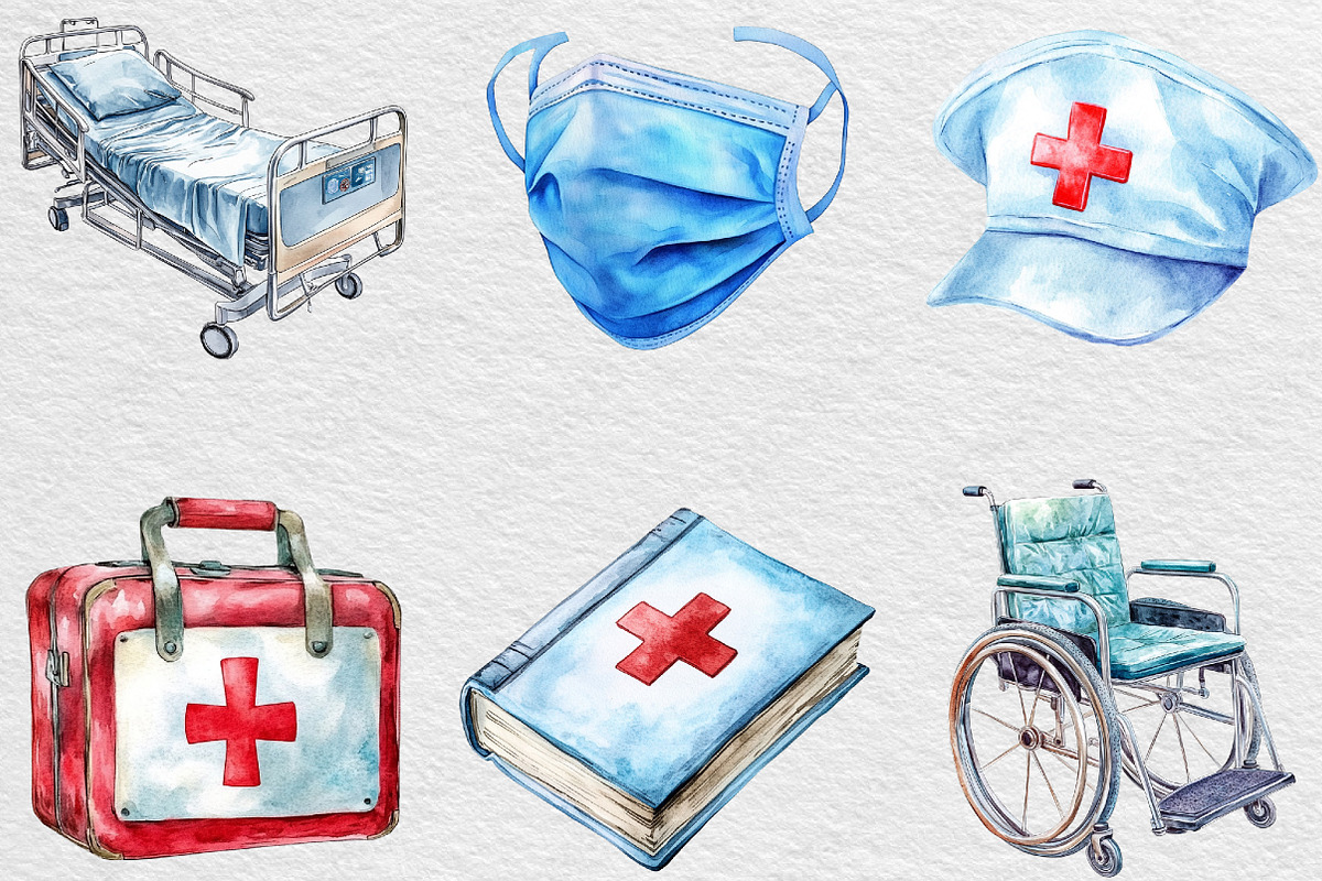 Watercolor Healthcare Medical Clipar, an Illustration by Black Bird Studio (Photo 6 of 6)