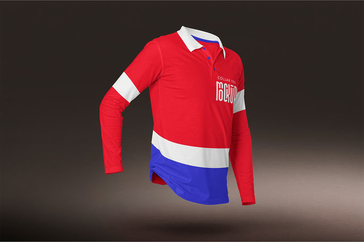 Polo T-Shirt Long Sleeve Mockup, a Shirt Mockup by megostudi0 (Photo 6 of 7)