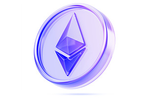 Glass holographic Ethereum coin 3d, a Finance Illustration by Marozhkastudio