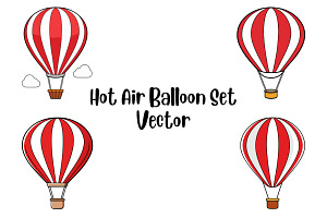Hot Air Balloon Set Vector, a Transportation Illustration by Awieee1