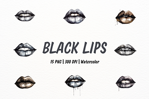 Black Elegant Lips Watercolor, an Object Illustration by New-School-Wave