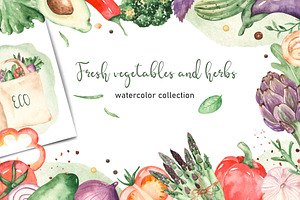 Vegetables And Herbs Watercolor