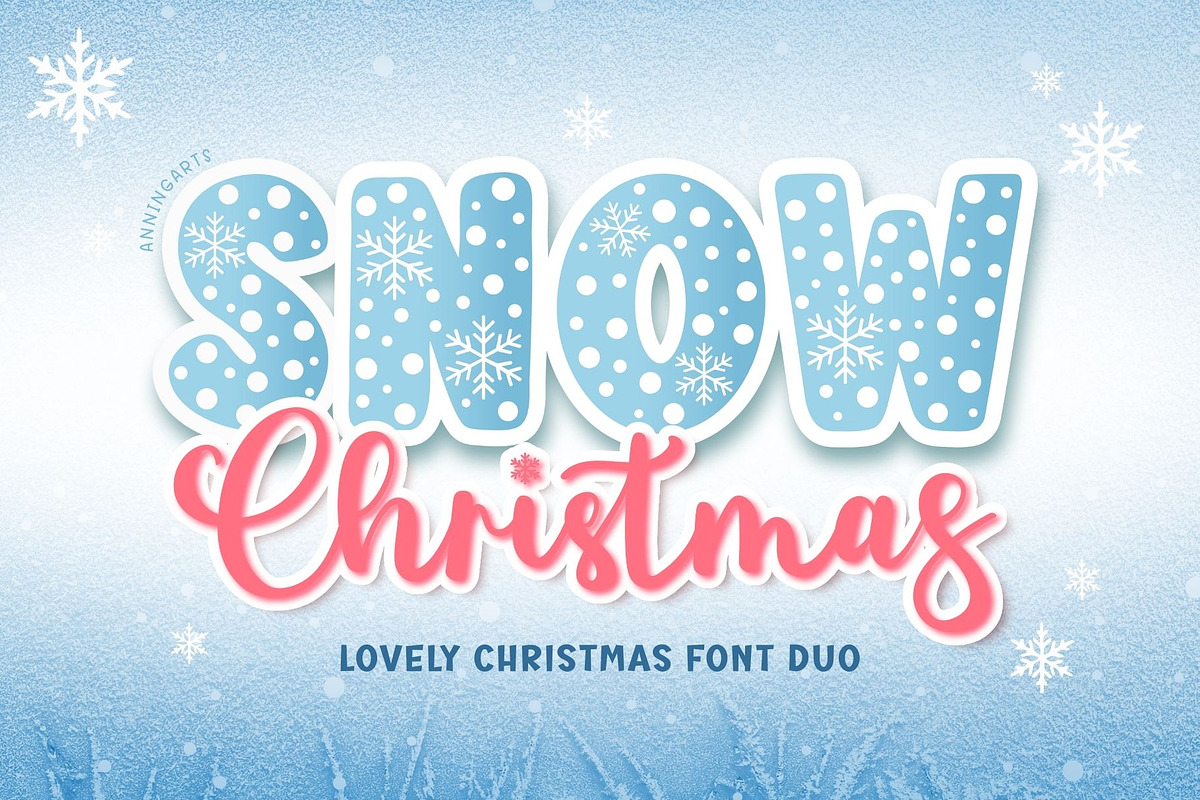 Snow Christmas Font Duo, a Script Font by AnningArts (Photo 1 of 9)