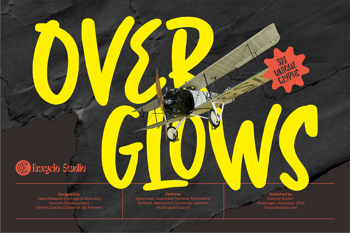 Overglows - Bold Brush Font, a Handwritten Font by Enxyclo Studio (Photo 1 of 14)