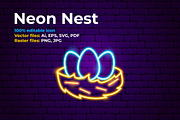 Neon nest with eggs, an Object Illustration by Anna_leni (Thumbnail 1 of 4)