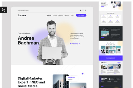 One Page CV Resume Landing Page, a Landing Page Template by Neermana