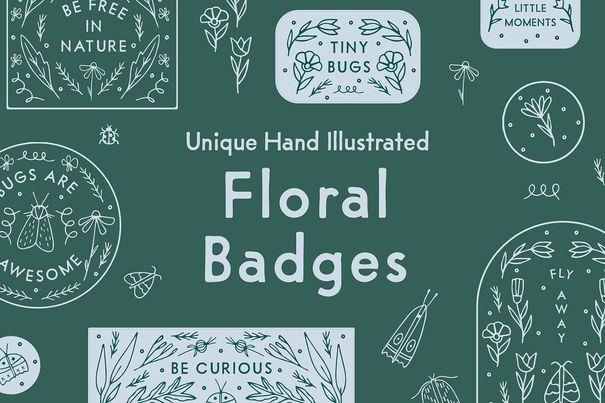 Hand Illustrated Floral Badges, a Graphic by Mere Hunter (Photo 1 of 6)