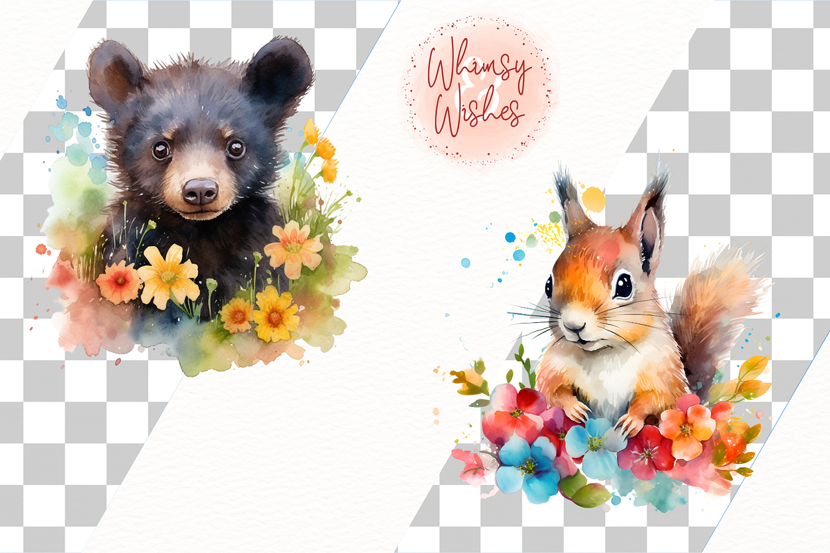Summer Woodland Animals Clip Art, an Animal Illustration by Whimsy & Wishes (Photo 5 of 8)