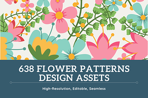 638 Flower Patterns Design Assets, a Pattern Graphic by Dreamanart