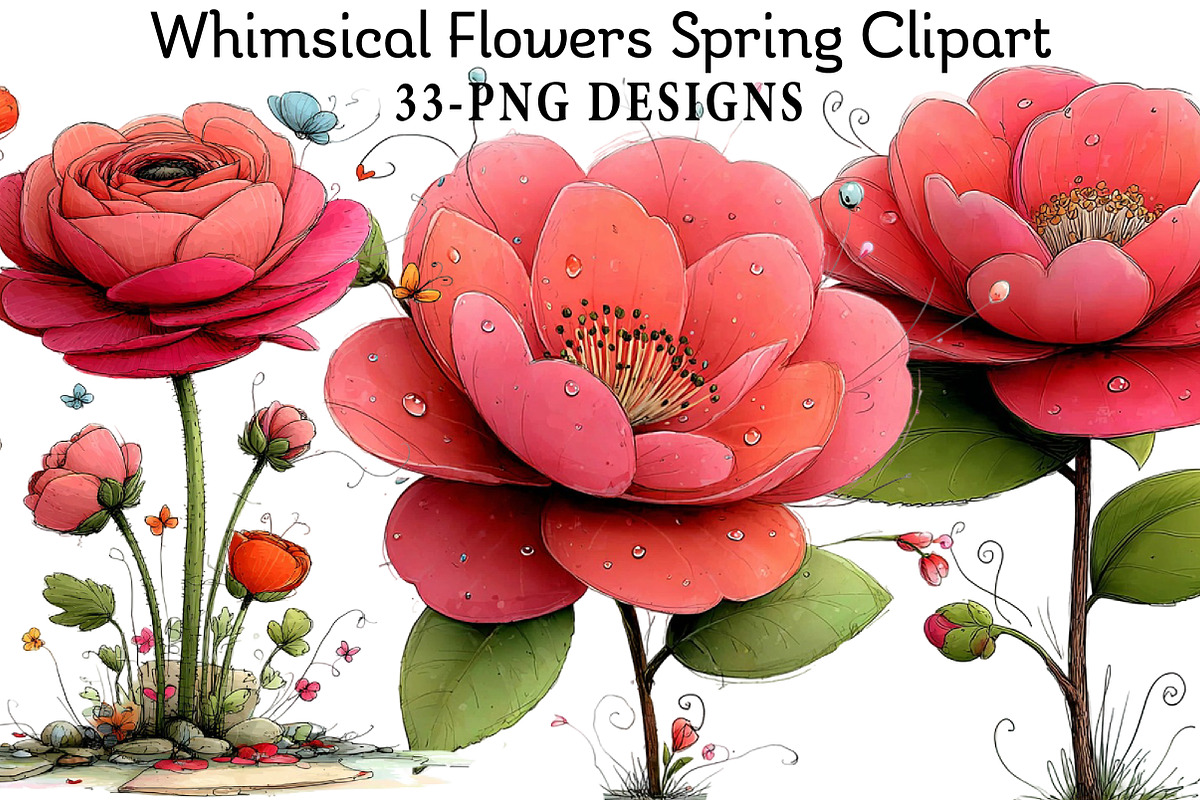 Whimsical Flowers Spring Clipart, an Illustration by Daily.Designs (Photo 1 of 8)