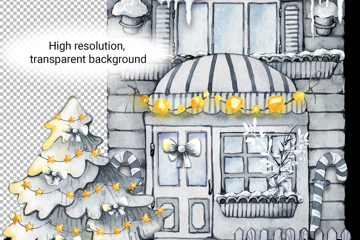Christmas winter houses, city scene, an Illustration by Artmanata (Photo 5 of 17)