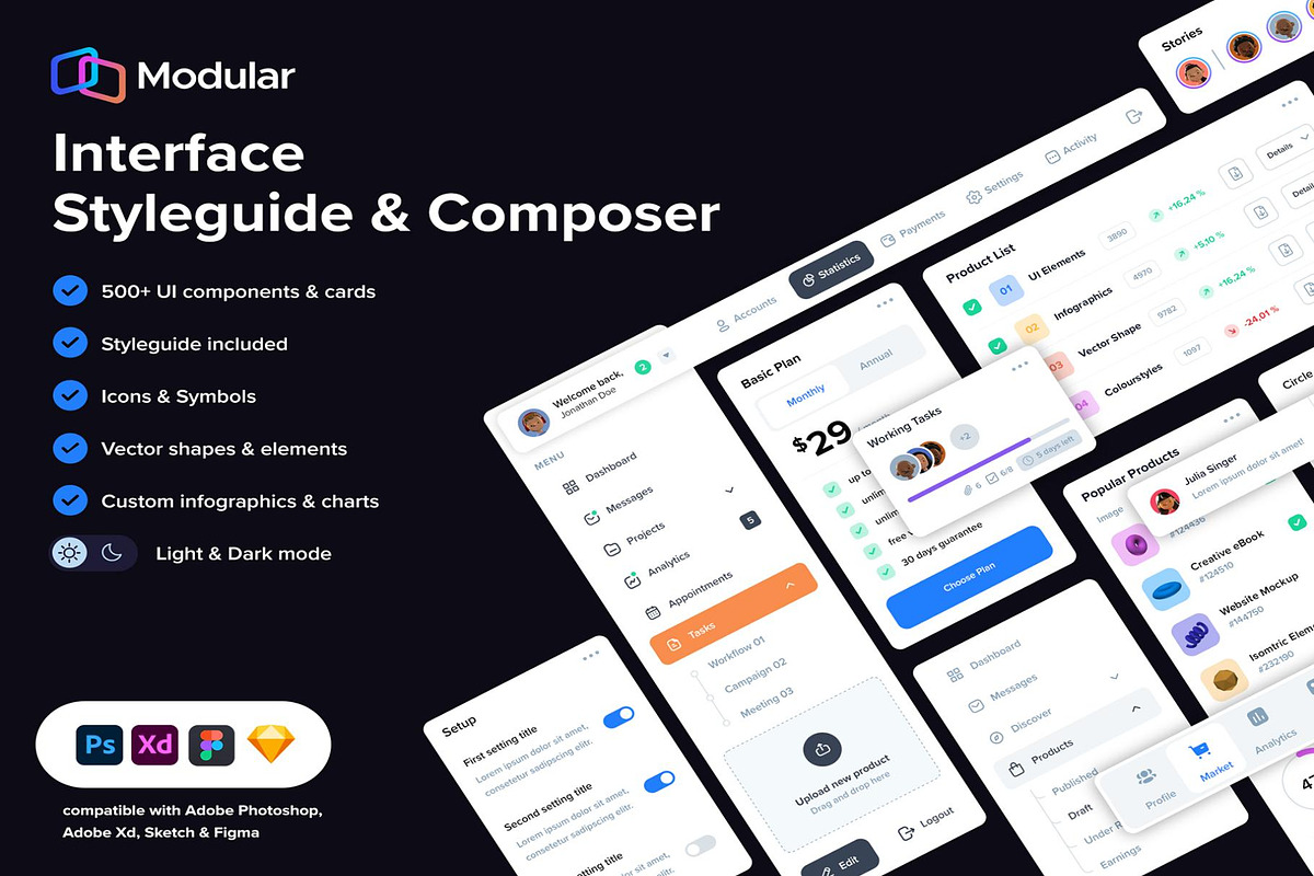 Modular - UI Styleguide & Composer, an UI Kit Template by Creative Perspective (Photo 1 of 8)