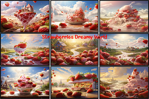 Ice Cream Strawberries Dreamy World, a Background Graphic by Printable Treasure