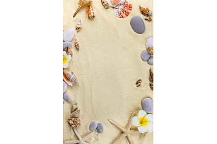 Background with seashells on the, a Holiday Photo by yanadjana
