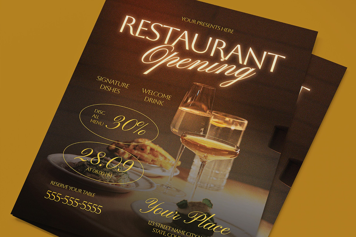 Restaurant Opening Flyer, a Flyer Template by graphicook (Photo 2 of 3)