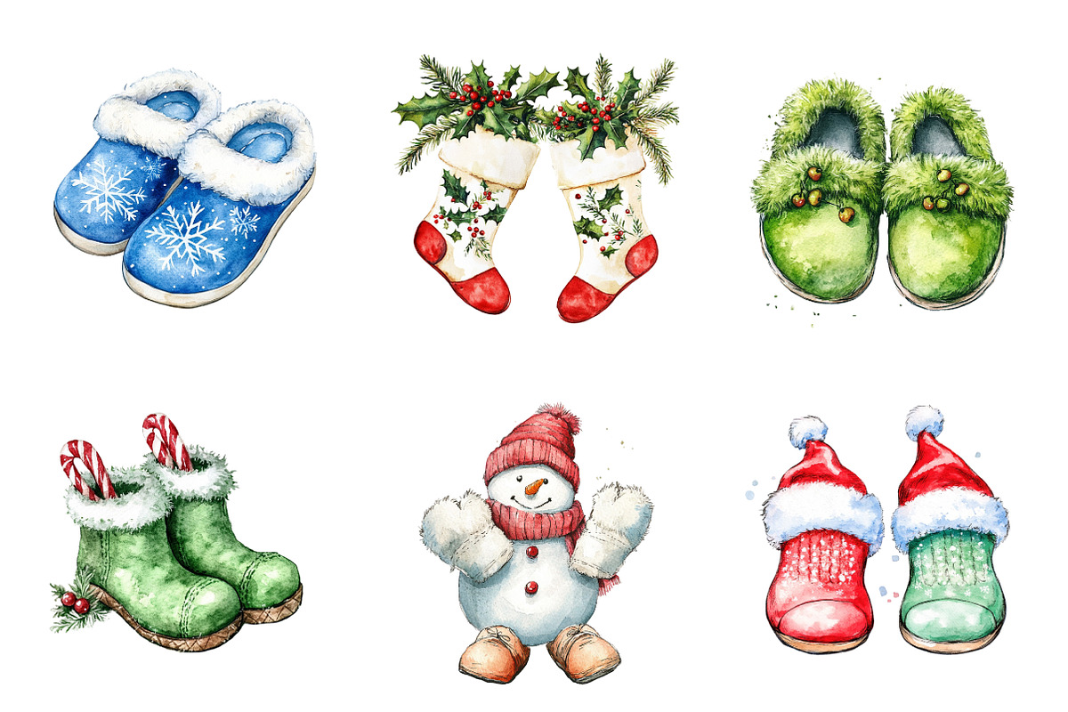 Christmas Slipper Clipart, an Illustration by SinaCreation (Photo 3 of 5)
