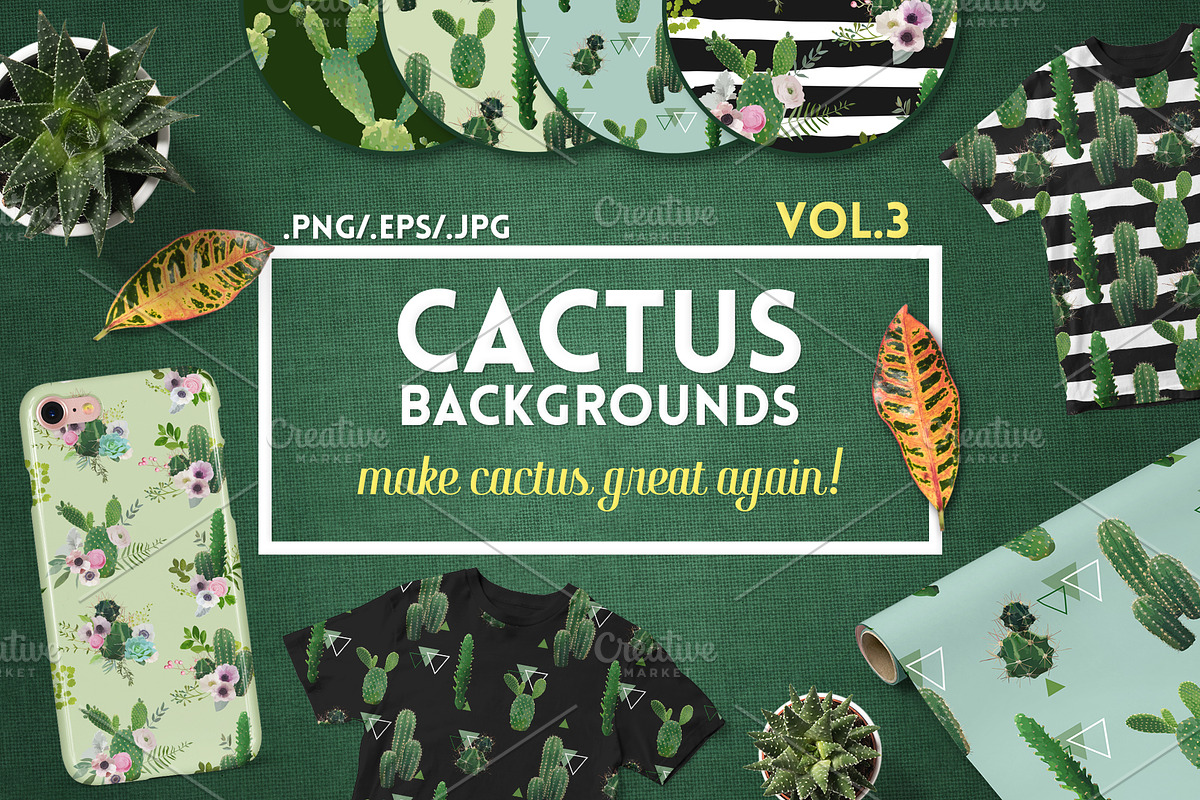 Cactus Floral Backgrounds, an Illustration by Anna Studio (Photo 1 of 7)