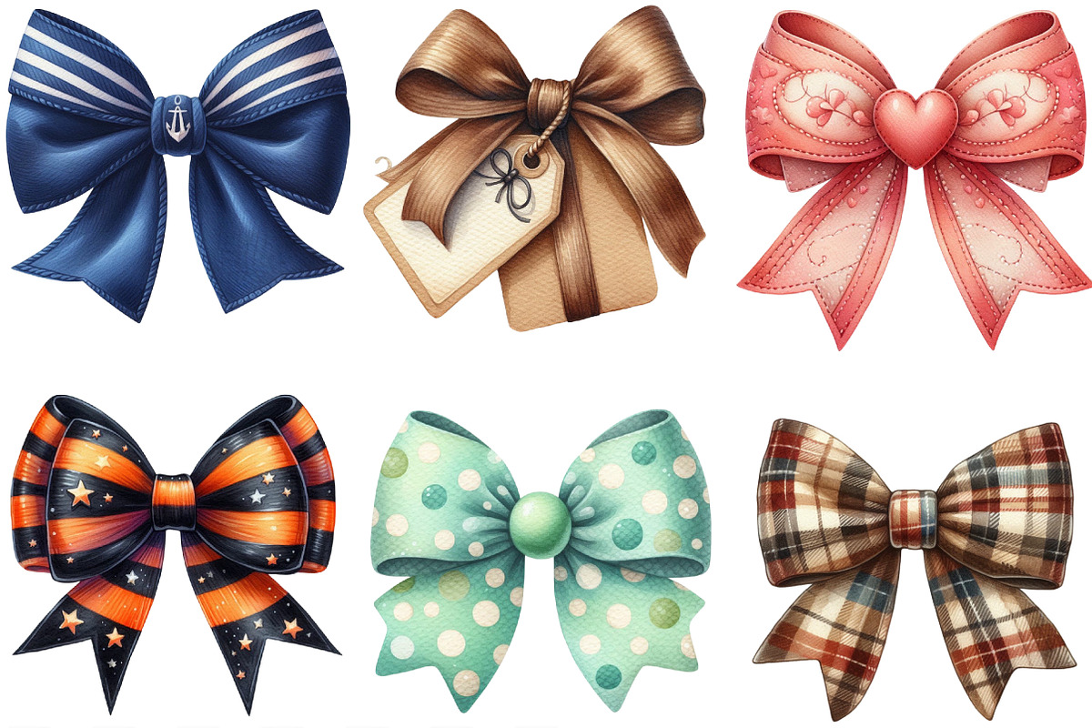 Watercolor Bow clipart Bundle, an Illustration by Designking (Photo 3 of 4)