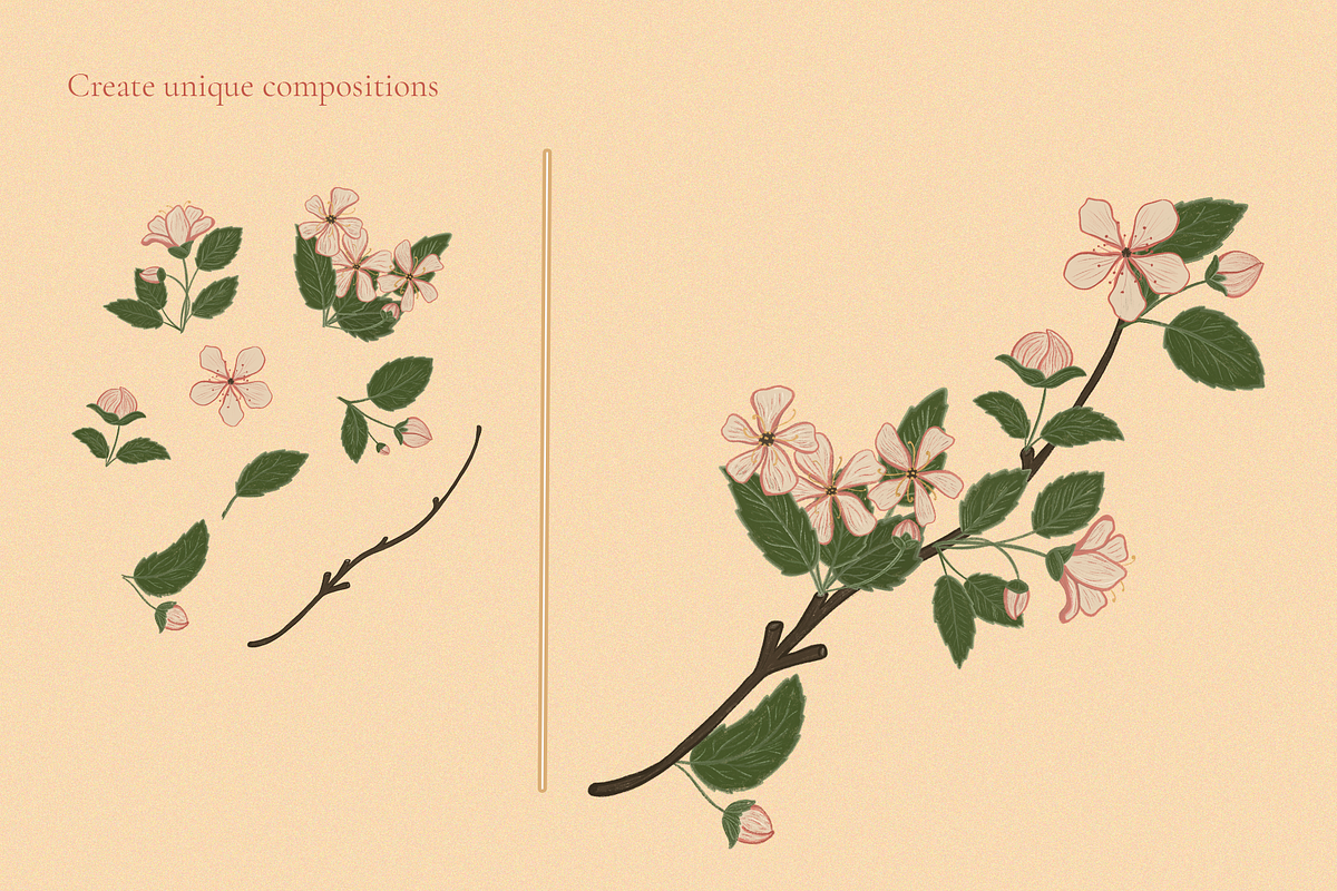 Vintage Apple Blossom & Swallows, a Pattern Graphic by PenguinArtStudio (Photo 6 of 15)