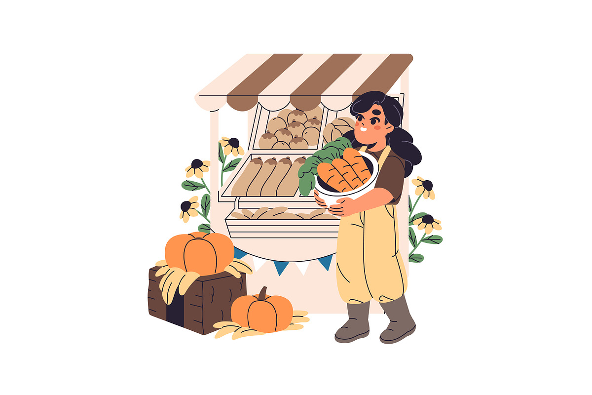 Happy, cute children farmers set, a Person Illustration by PaperTrident (Photo 6 of 9)