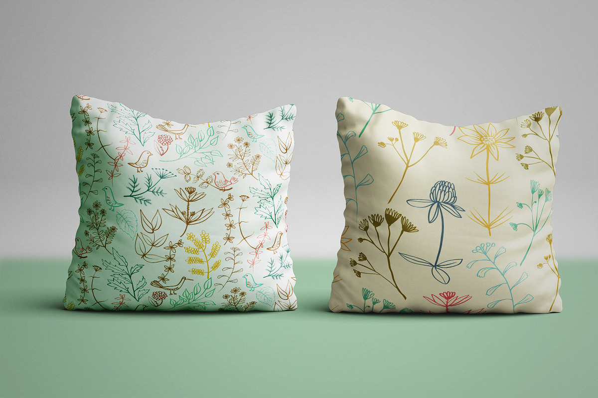 Twigs & flowers. Vector patterns, a Pattern Graphic by olly87 (Photo 7 of 8)