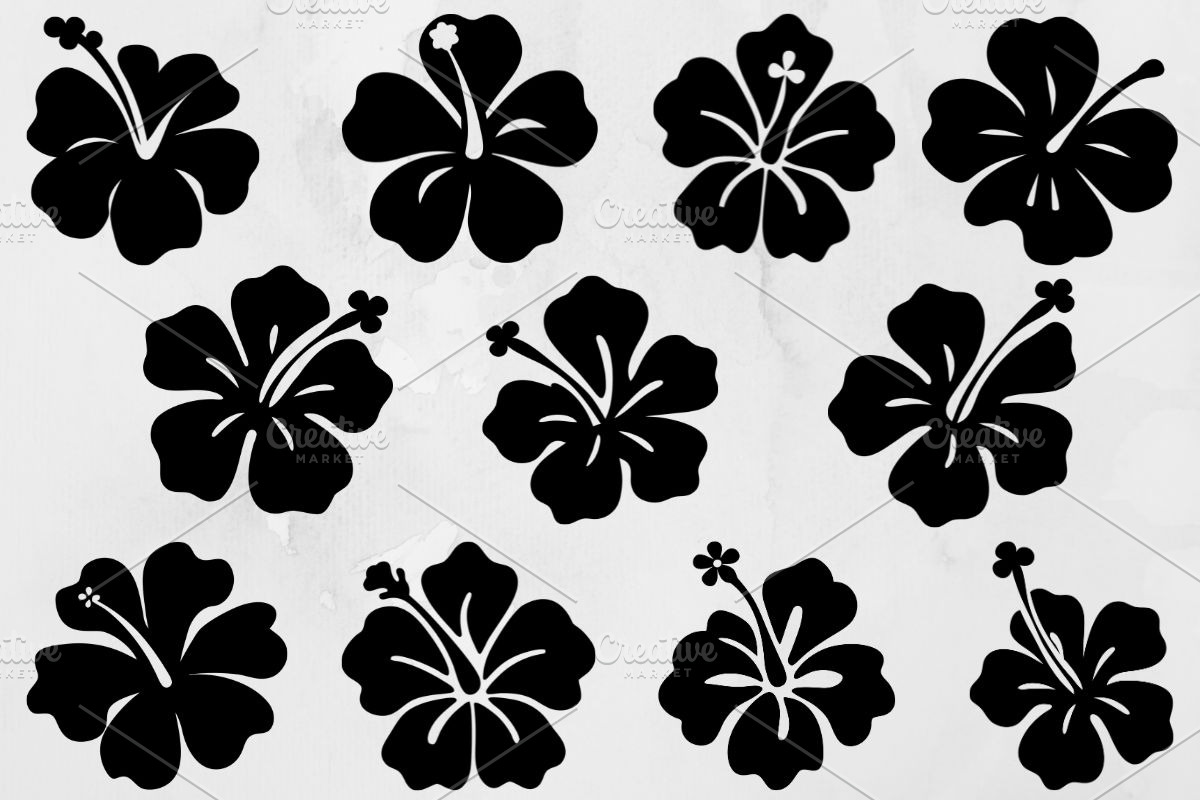 Hibiscus Flower Silhouette SVG, a Decorative Illustration by newminddesign (Photo 1 of 3)