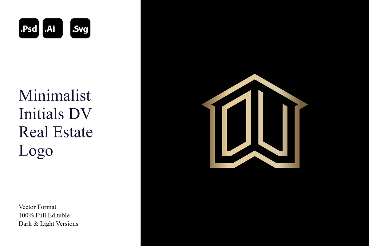 Minimalist Initials DV Real Estate, a Branding & Logo Template by Luxury Logos (Photo 1 of 4)