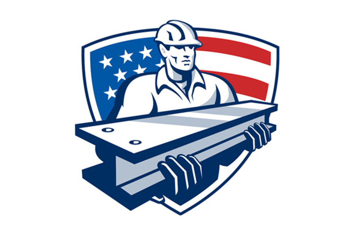 Construction Steel Worker I-Beam Ame, an Illustration by patrimonio ...