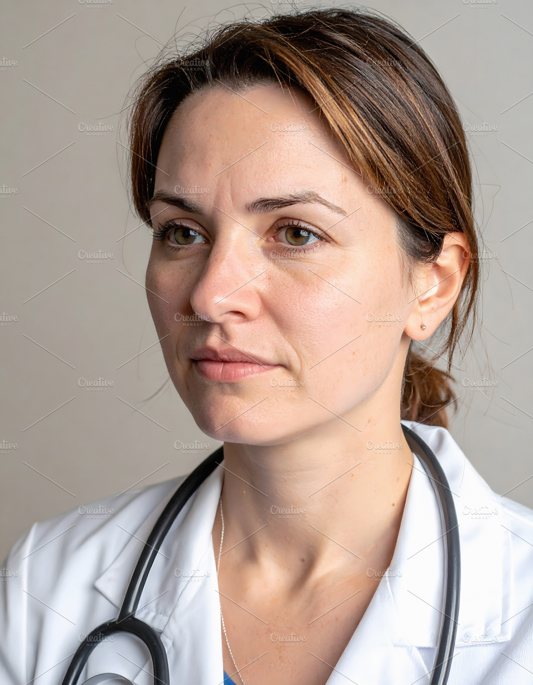 Confident woman doctor portrait with medical background setting, a Person Photo by GoodGoods