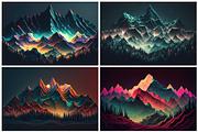 28 Neon Mountain Illustrations in 6K, a Wallpaper Graphic by HipFonts (Thumbnail 6 of 8)