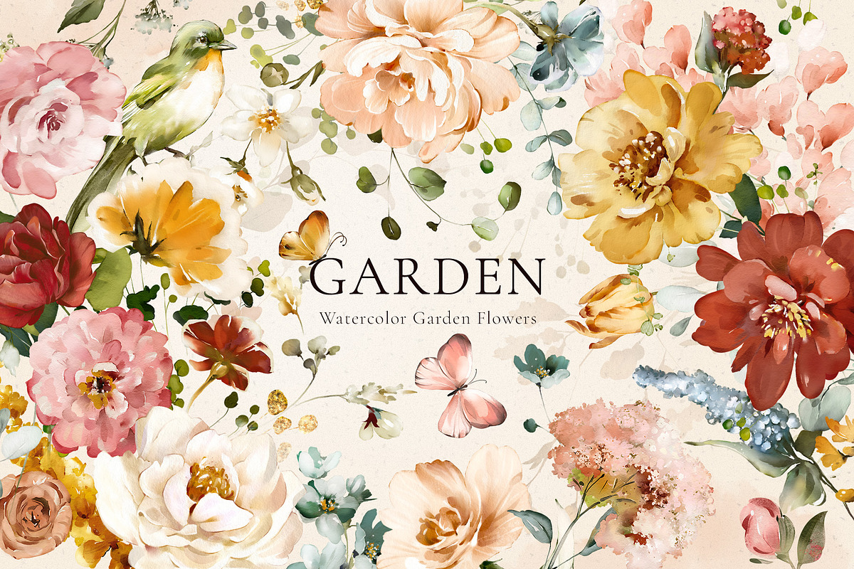 Watercolor Garden Flowers, a Decorative Illustration by Lisima (Photo 1 of 25)