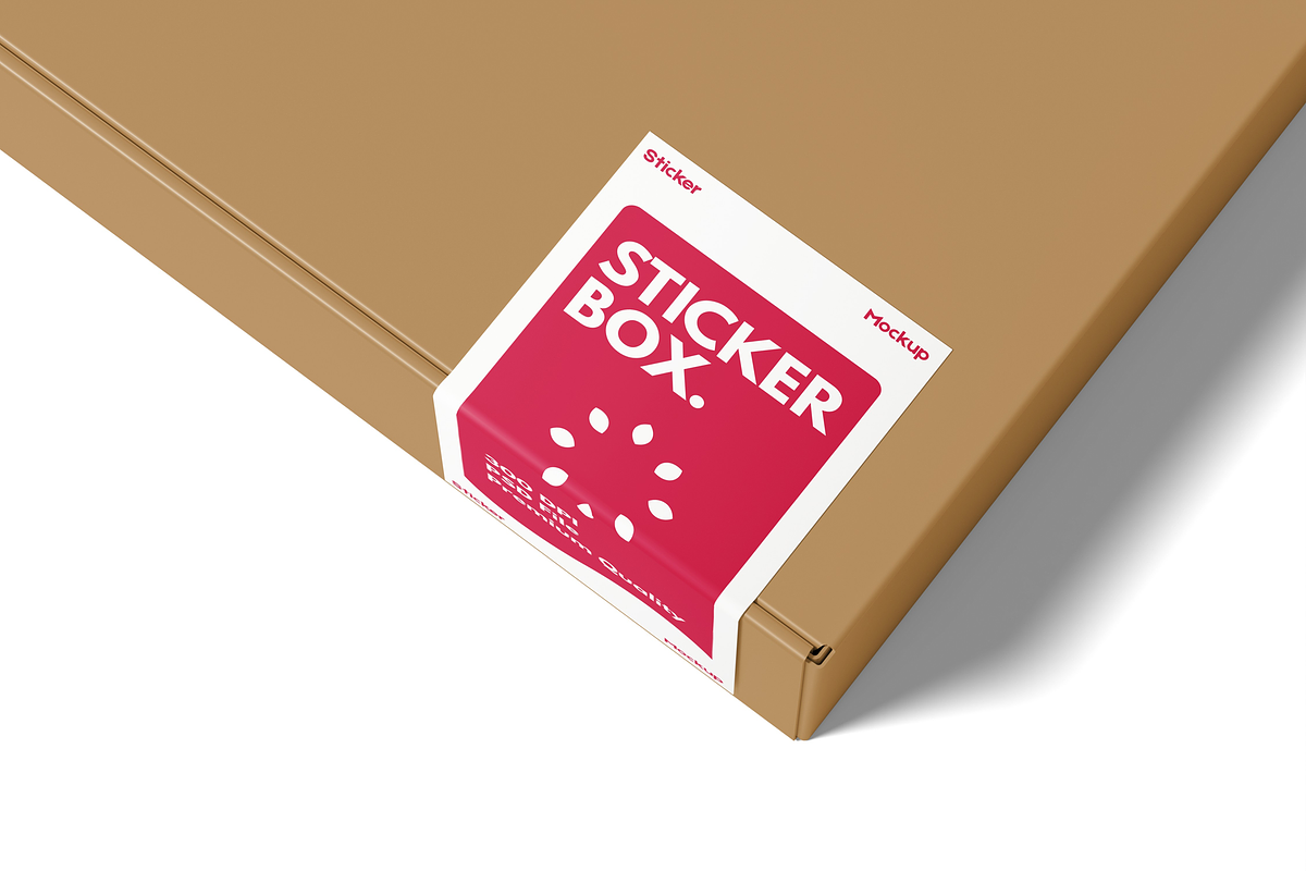 Sticker With Box Mockup, an Advertising Mockup by DSNA Mockup (Photo 4 of 5)