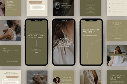 Bundle 4 in 1 Insta&Facebook tmplts, a Social Media Template by Oksana Zhurbei Design