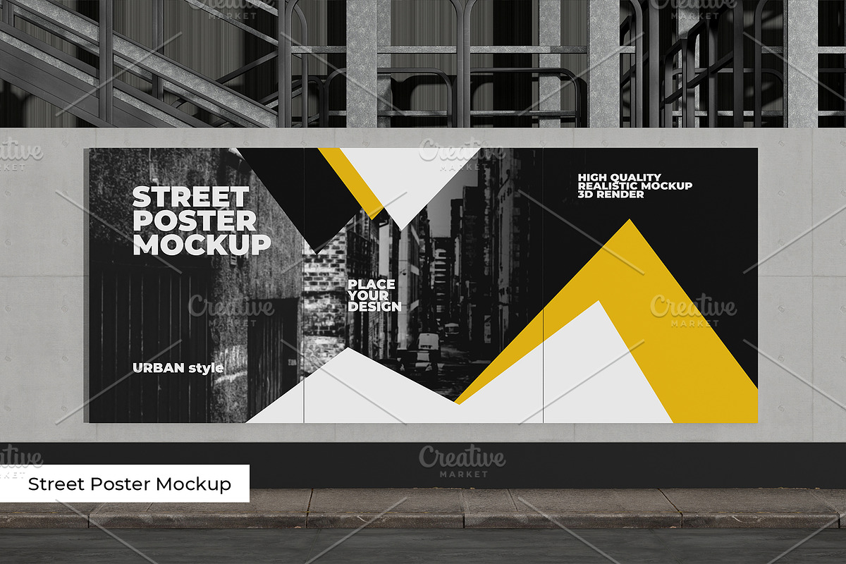 Advertisement Street Poster Mockup, an Advertising Mockup by mrfauzi (Photo 1 of 3)