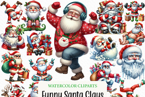 Funny Santa Claus Christmas Clipart, an Illustration by Craft Nest