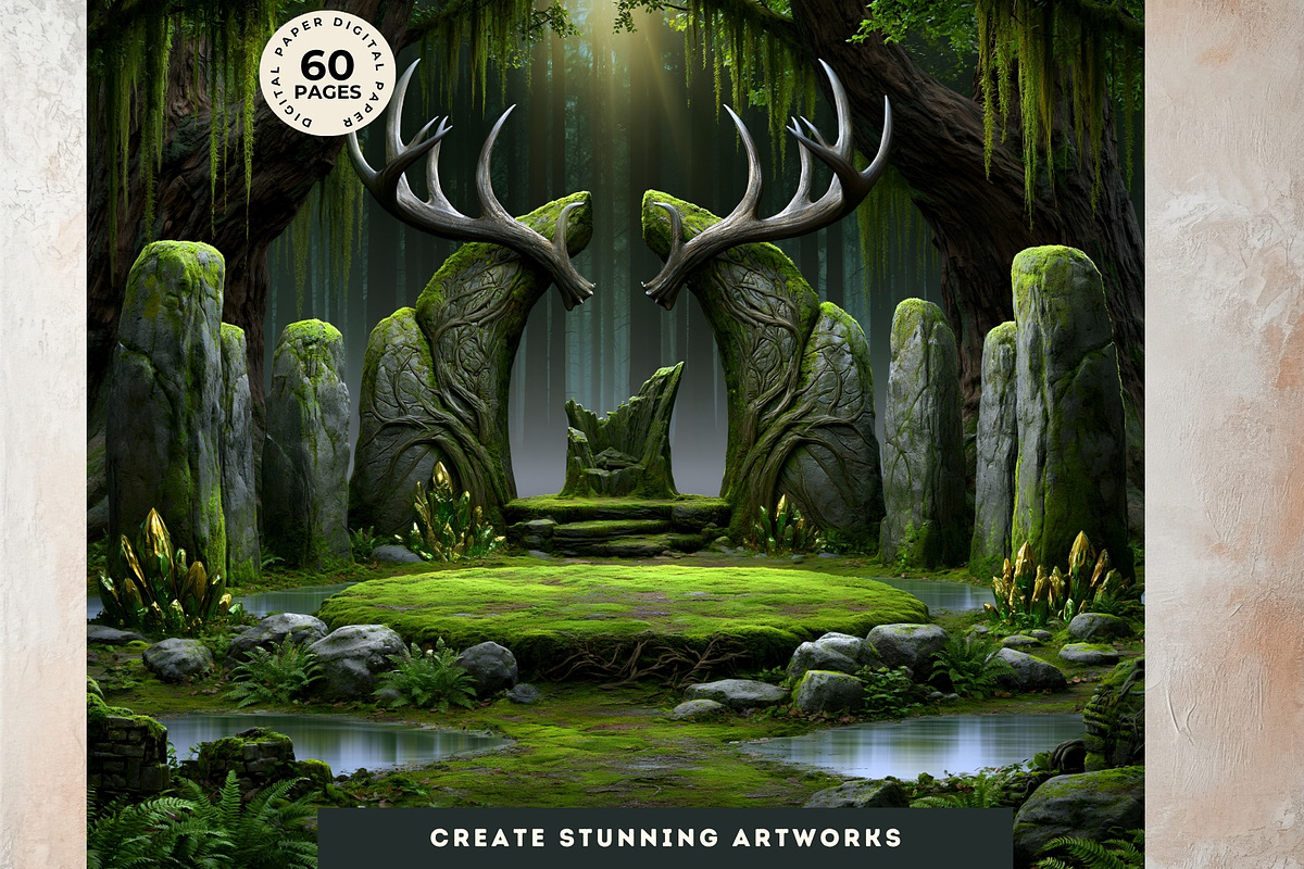 Crystal Beast Realms Backdrops, a Decorative Illustration by ThatsDesignArt (Photo 10 of 15)