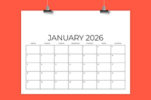 2026 8.5x11 Inch Blank Calendar Temp, a Stationery Template by Running With Foxes