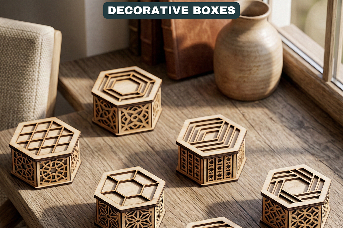 Decorative Hexagon Box Laser Cut SVG, a Graphic by AtacanDigital (Photo 1 of 8)